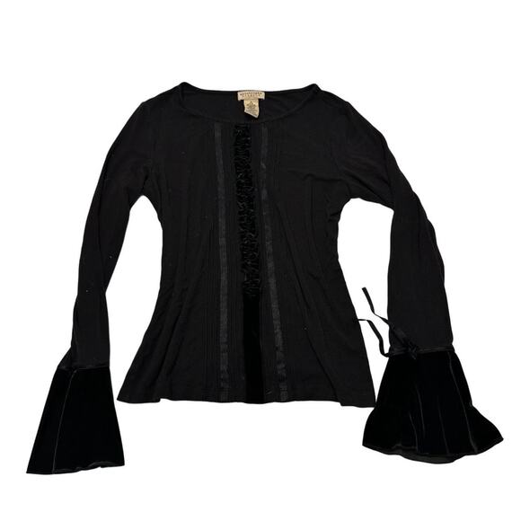 Apostrophe Stretch Bell Sleeved Lace Embroidered Full Length Goth Vintage Size S - Picture 2 of 5